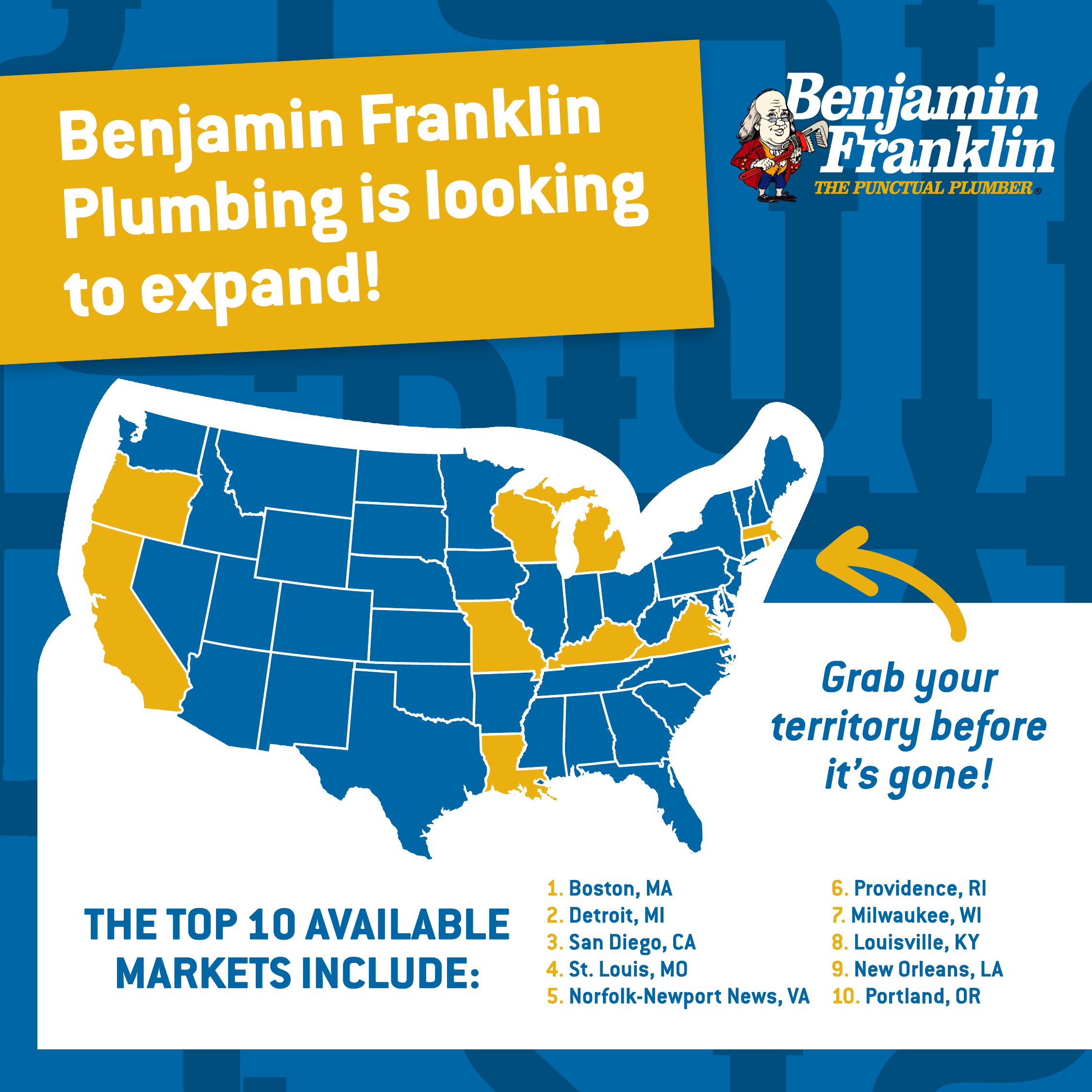 Featured image for “Hot Markets Available for Franchising with Benjamin Franklin Plumbing”