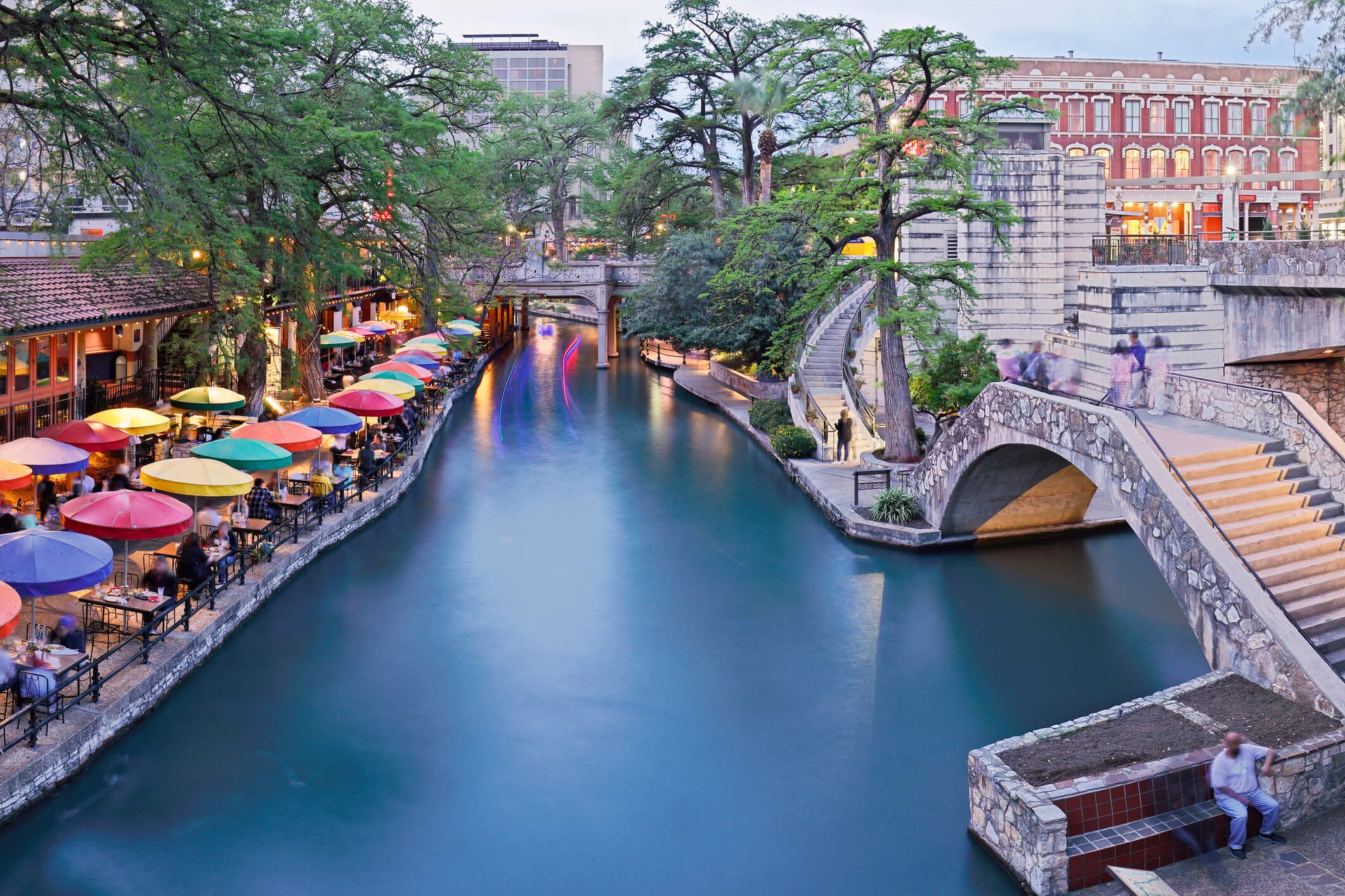 San Antonio river walk and downtown.